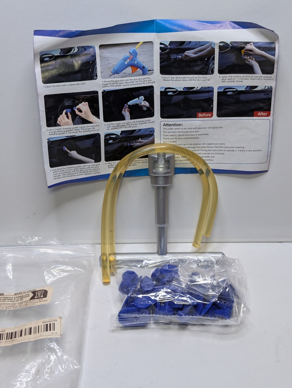 Paintless Dent Repair Tool Kit Car Dent Puller PDR Glue Tab Puller Set
