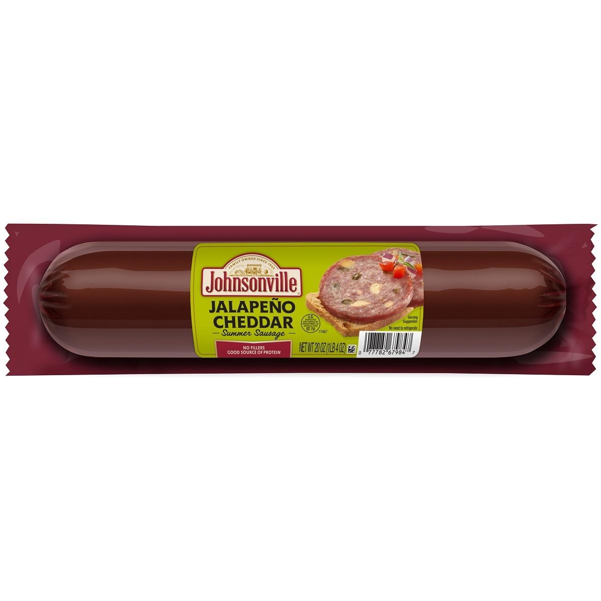 Johnsonville Jalapeno Cheddar Summer Sausage 1/20oz, Good Source of Protein, ...