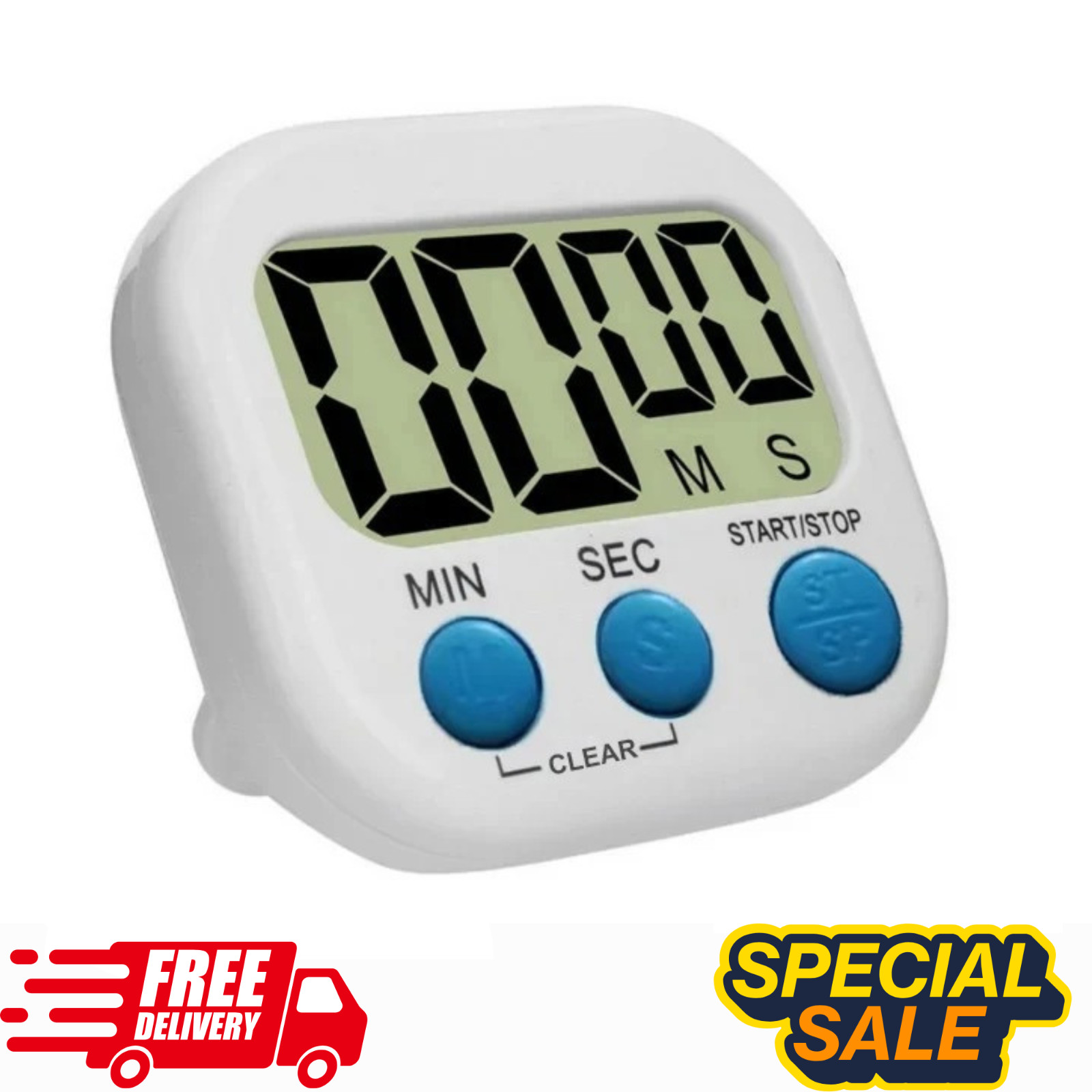 LCD Digital Kitchen Timer Magnetic Large Display Count Up Down Loud Alarm