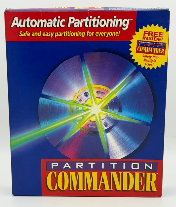 Vtg Vcom Partition Commander Ver. 1.03 PC DOS Win 95/98 w/System Commander PE