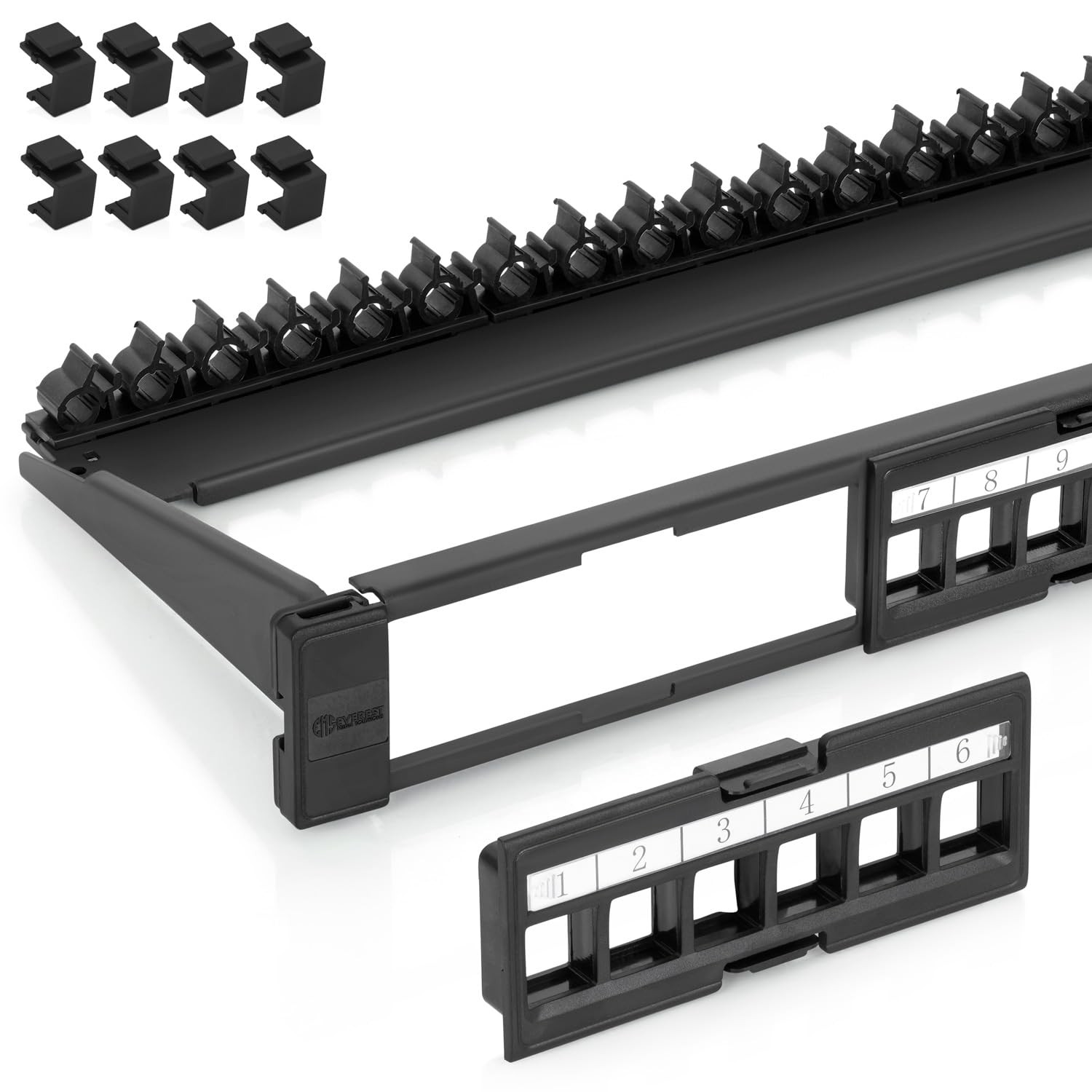 Everest 24 Port Keystone Patch Panel (1-Pack) - Removable 6-Port Panels - Use...