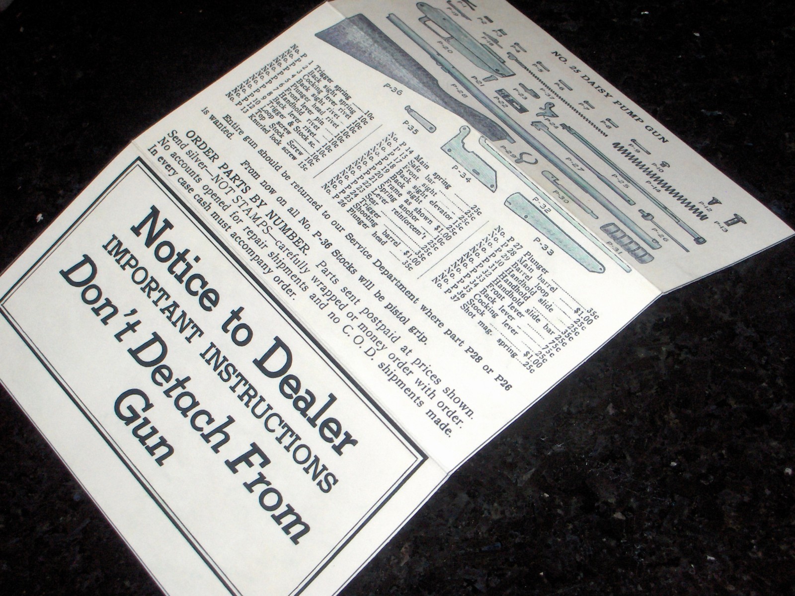Daisy BB Pump Gun Early Model No. 25 Hang Tag Repro for Air Rifle -Plymouth MI