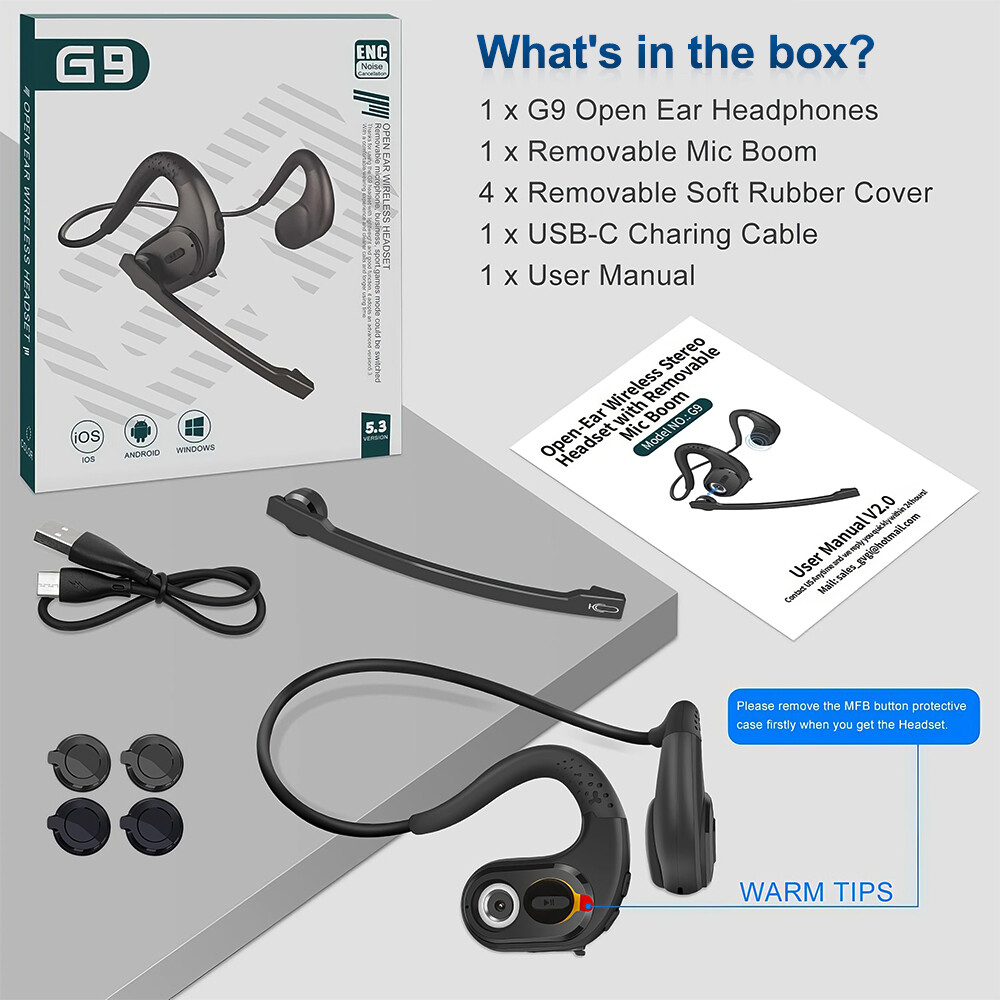 MPOW Bluetooth Headset with Removable Microphone for Office Meeting Running
