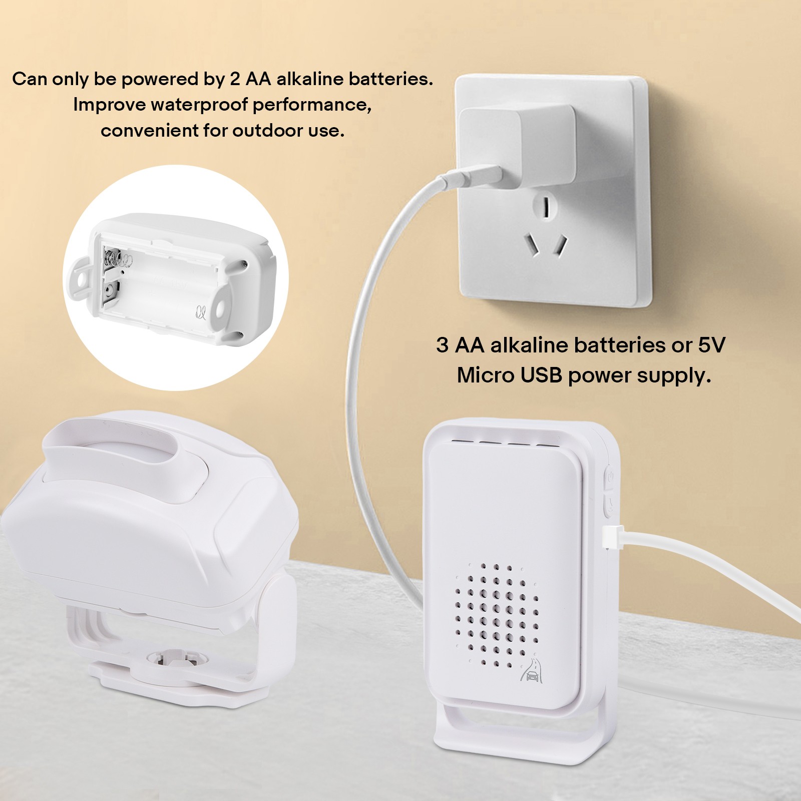 Home Security Driveway Alarm Long Detecting Range Motion Sensor Bell Waterproof