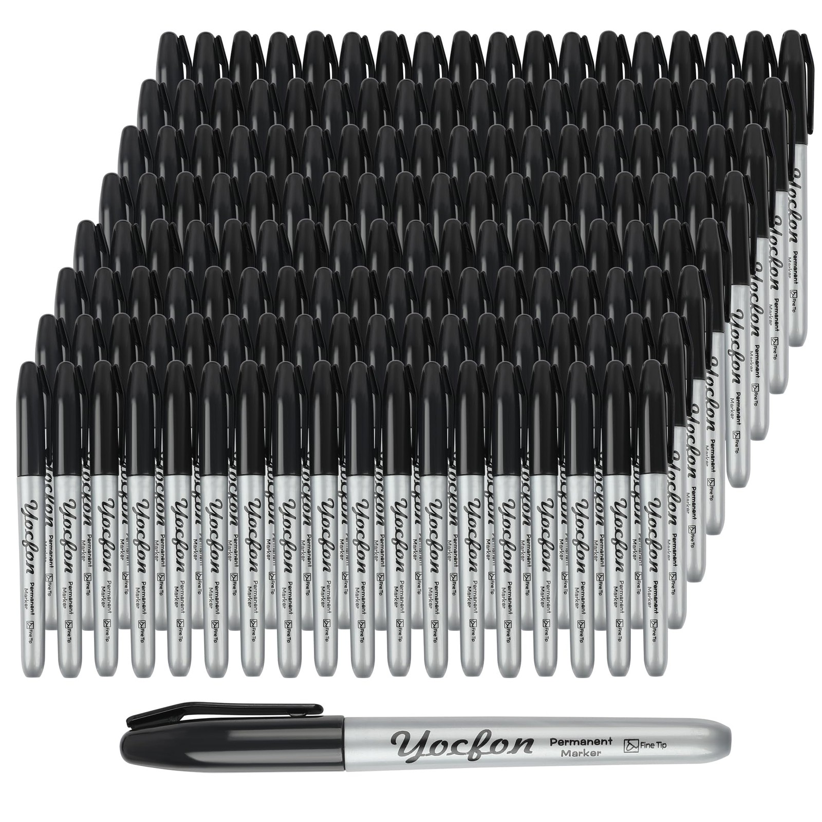 Yocfon Permanent Markers Bulk, 144 Count Black 1 (Pack of 144),