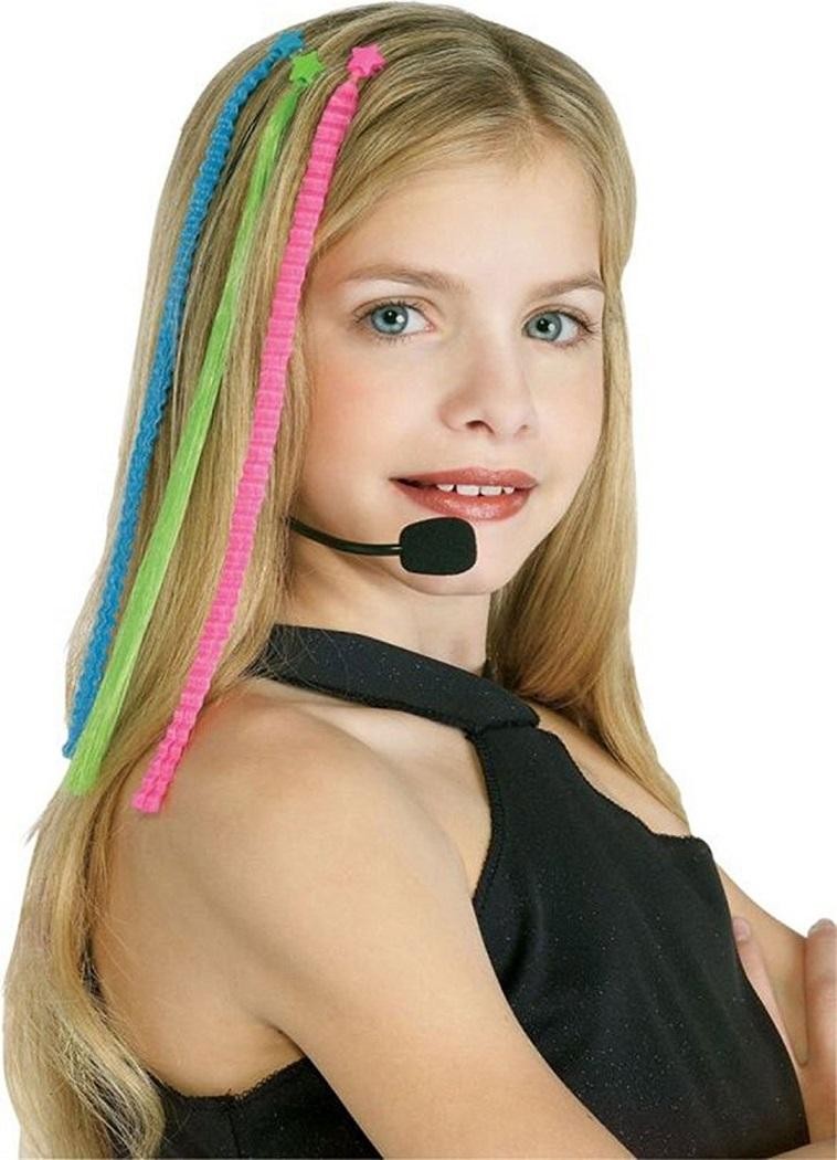 Pop Star Diva Headset Hair Pieces Fancy Dress Halloween Child Costume Accessory
