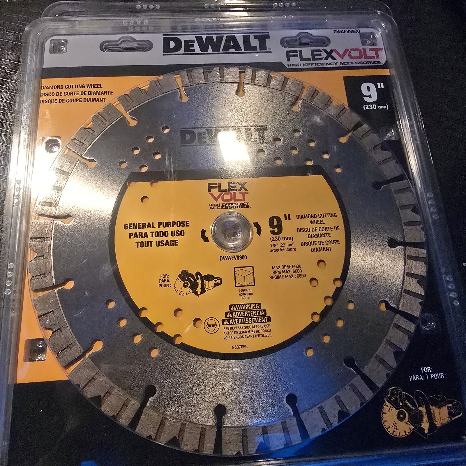 DeWalt FlexVolt 9 in. D X 7/8 in. Diamond Segmented Rim Diamond Saw Blade