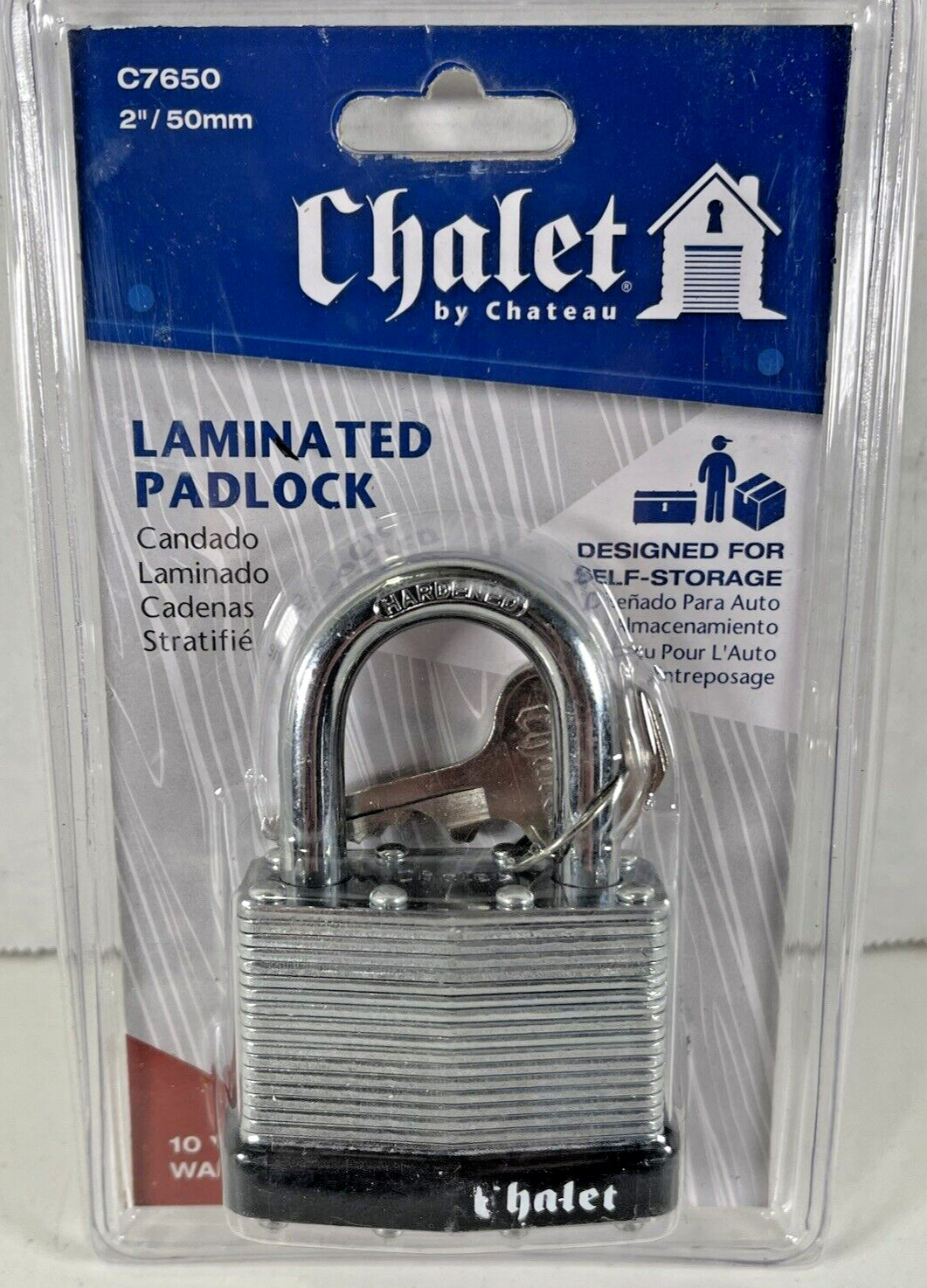 NEW KEYED Padlock C7650 Chalet by Chateau Laminated 2" / 50mm Long Shackle