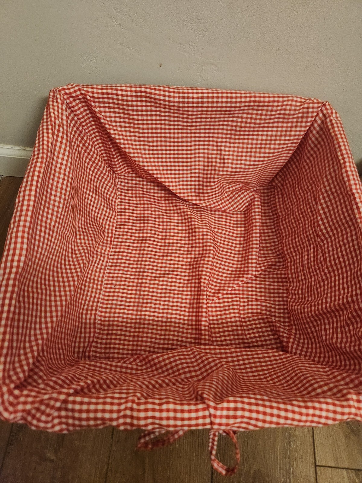 ONE Pottery Barn Kids Honey Sabrina LARGE Basket Red Gingham Liner 15"x15"x7"