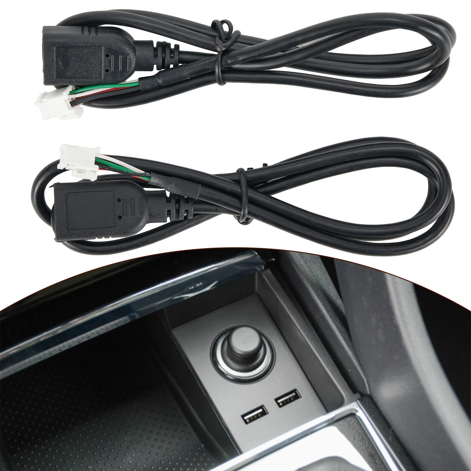 2pcs Car USB Cable Adapter 4Pin & 6Pin 75CM Accessories Connector Part