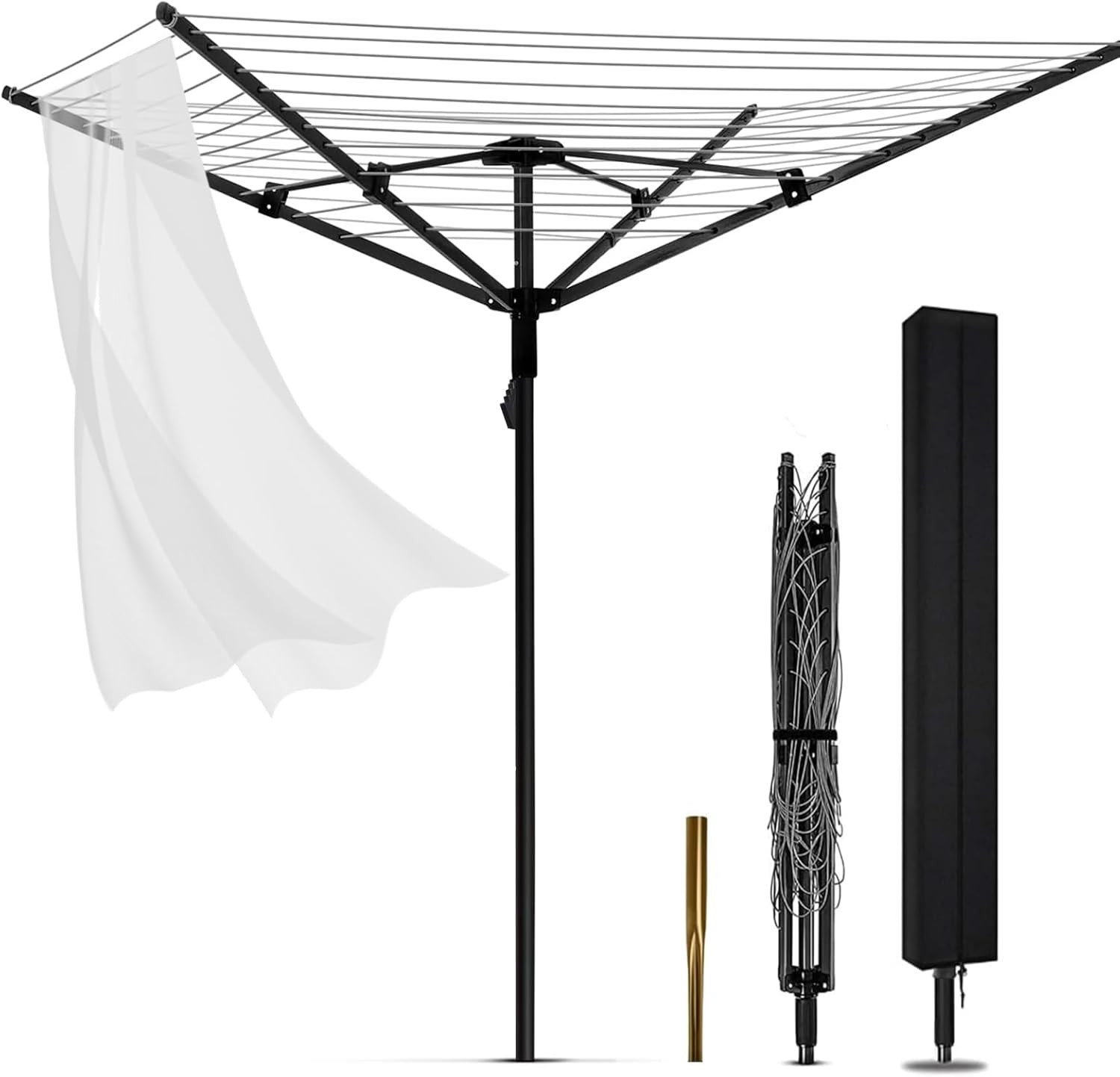 Umbrella Clothesline Outdoor, Rotary Retractable Clothes Line Outdoors Adjustabl