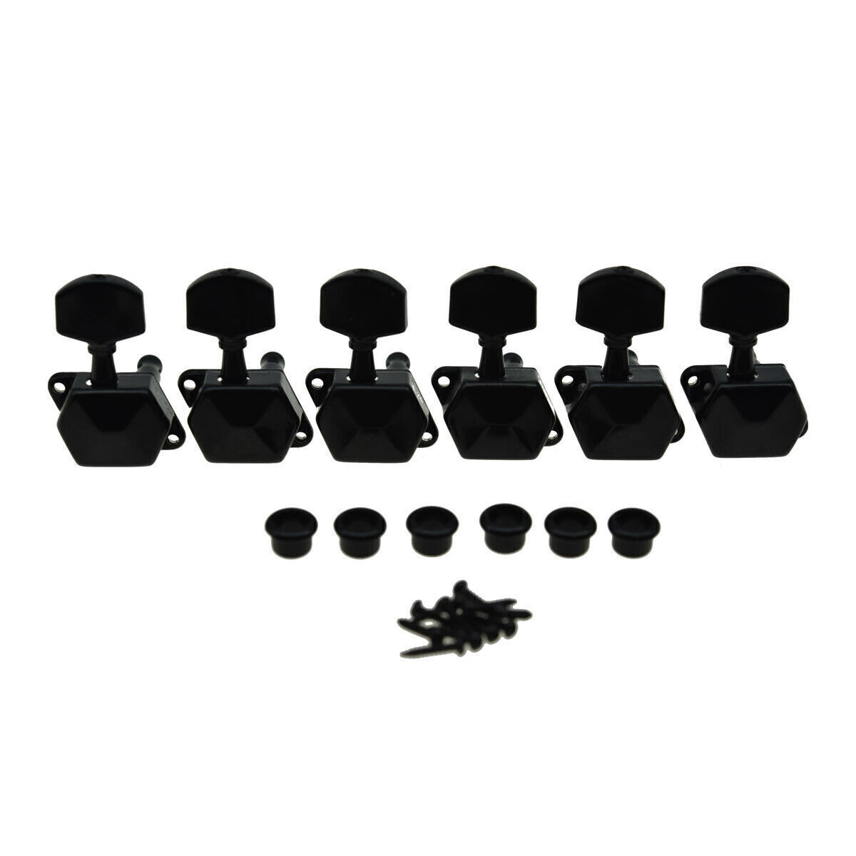 Guitar Tuning Pegs 6-inline Semi Sealed Tuning Key Machine Head Right Hand Black