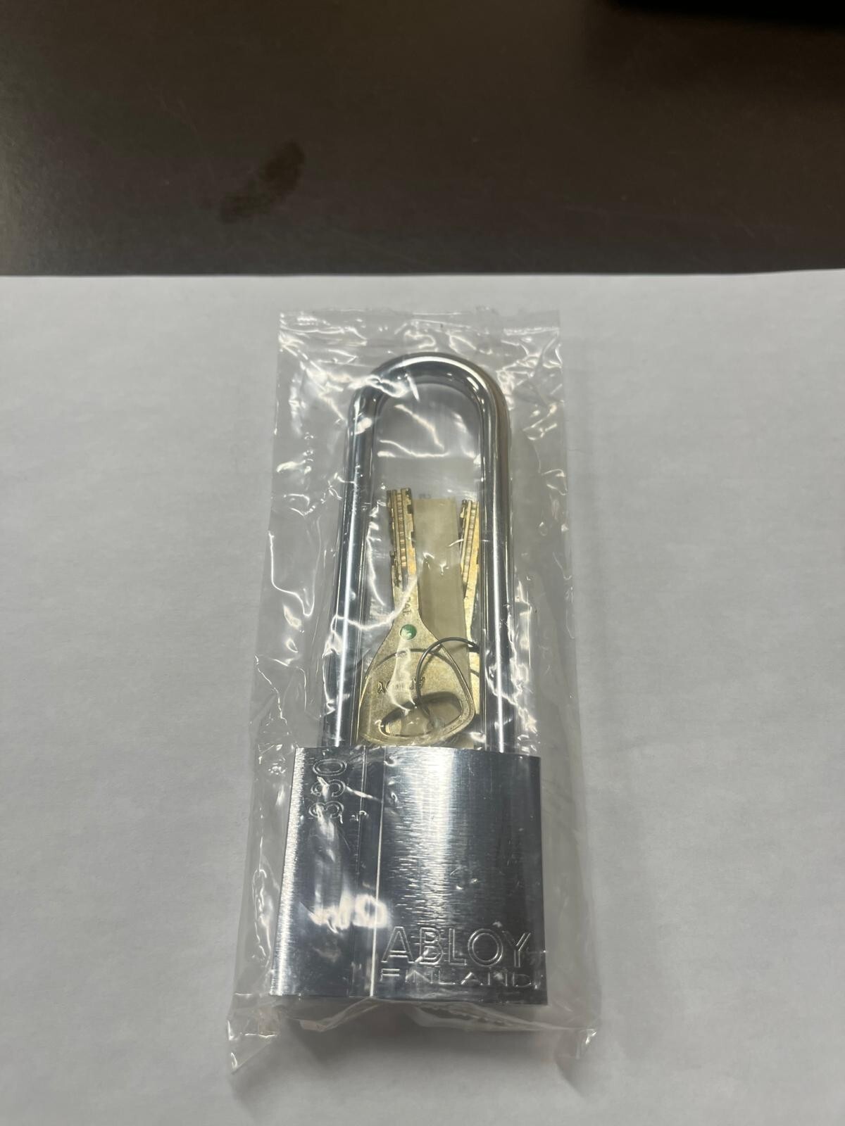 Abloy Sentry PL330/100B Brass Padlock w/ 2 Keys, Chrome Finish, Silver