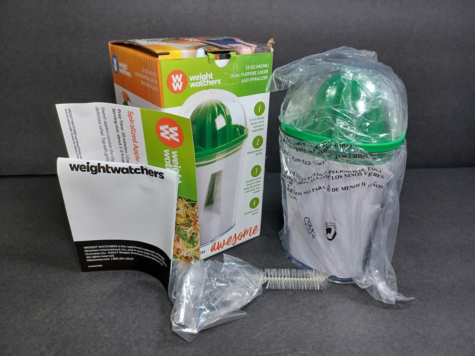 WW Juicer Weight Watchers Dual Purpose Spiralizer 15 oz Brush Easy clean