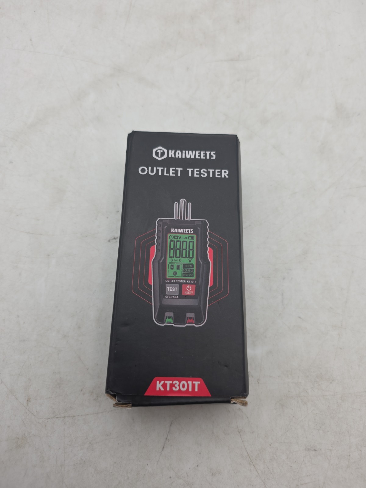 Kaiweets KT301T GFCI Outlet Tester Receptacle Tester LED Indicator Black/Red