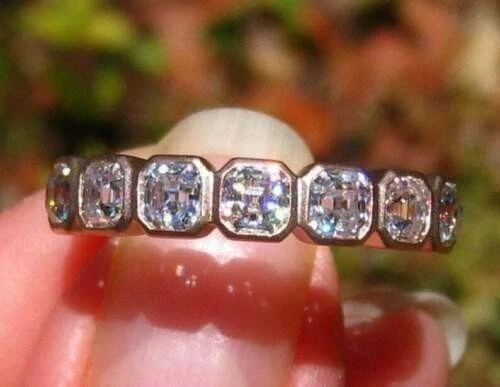 2Ct Cushion 14K White Gold Plated Lab Created Diamond Women's Wedding Ring
