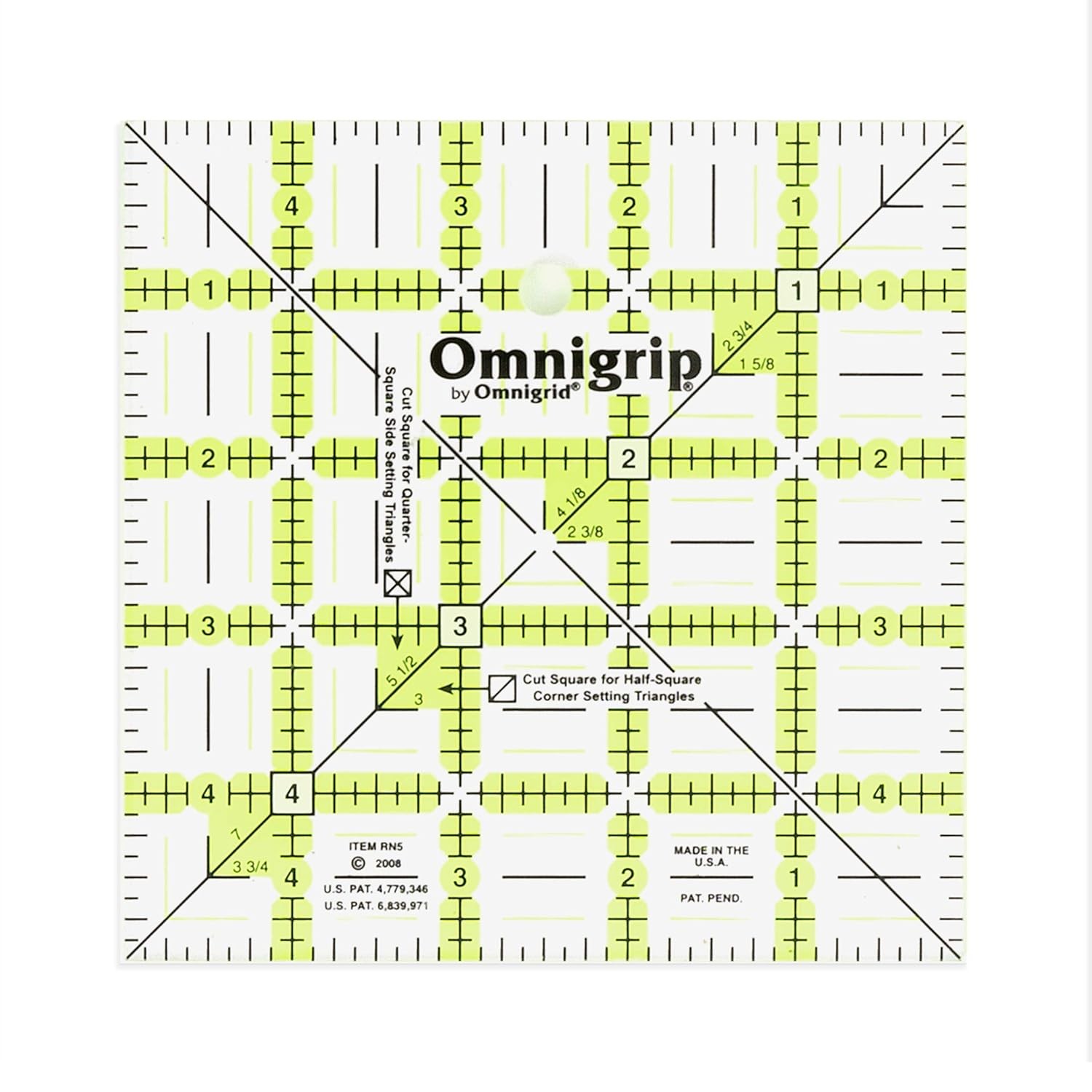 Omnigrip by Omnigrid Non-Slip Ruler, 5" Square 5" x 5", Clear