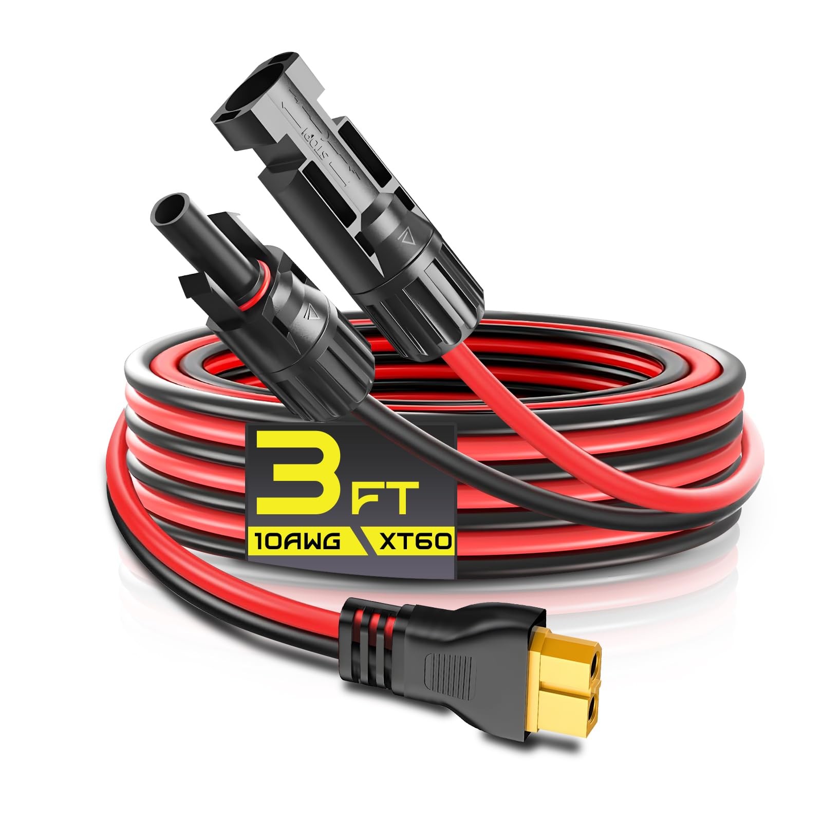 3FT 10AWG XT60 Solar Charging Cable, Solar Panel Connector to XT60 Extension ...