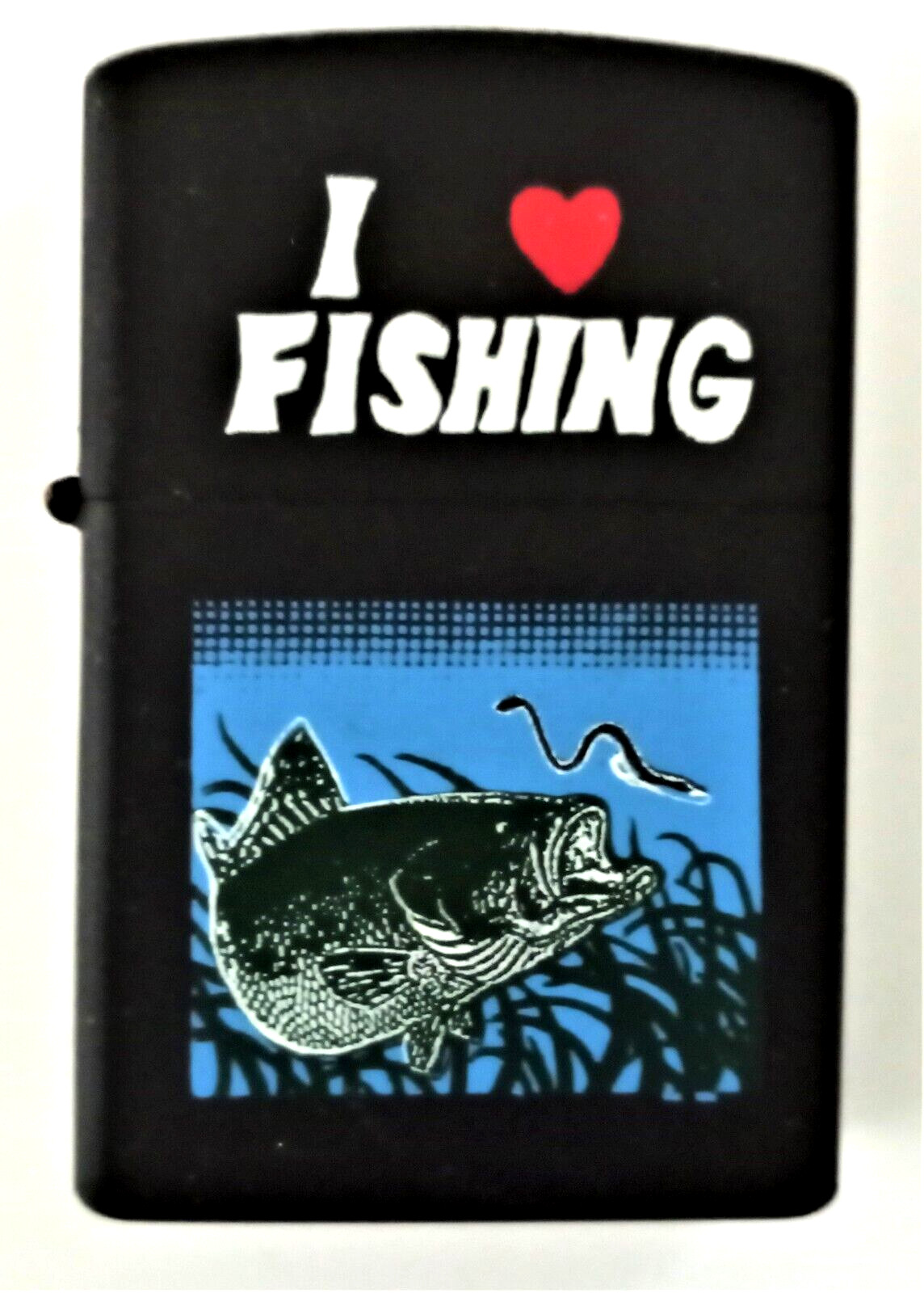 New Windproof Refillable Flip Top Lighter BLACK METAL Fisherman Trout Water