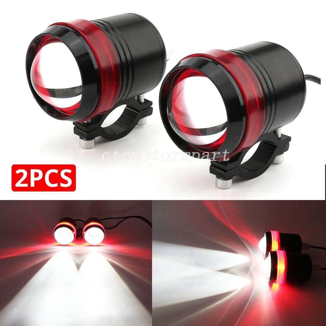 Motorcycle LED Driving Fog Spot Lights Red Ring for Yamaha V Star 650 Classic