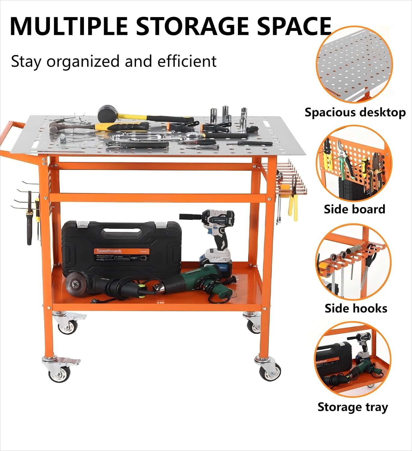 Welding Table 36"x24" 800LBS Welding Work Bench Table w/Fixture Holes & Pegboard