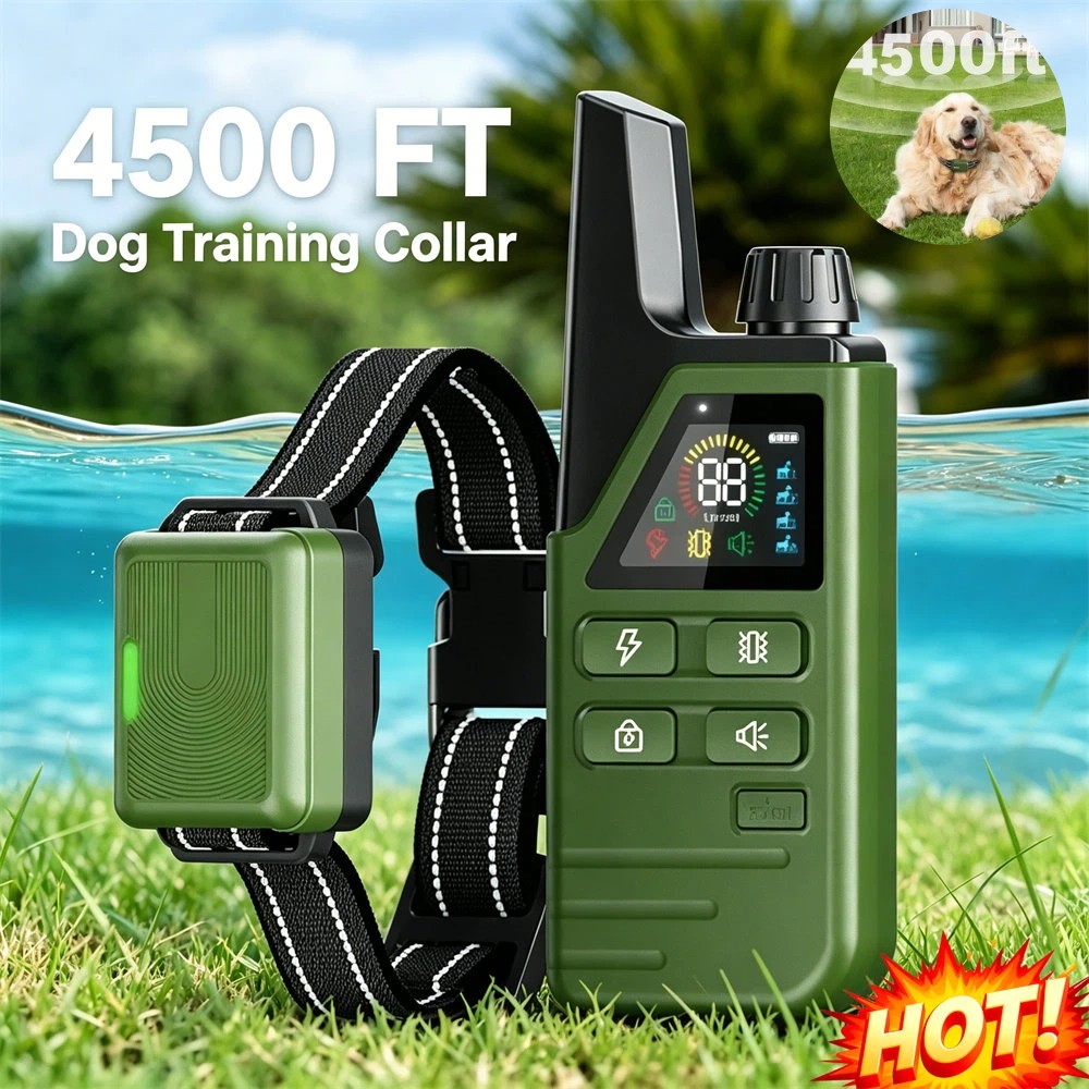 4500 FT Dog Training Collar Rechargeable Remote Shock Pet Waterproof Trainer