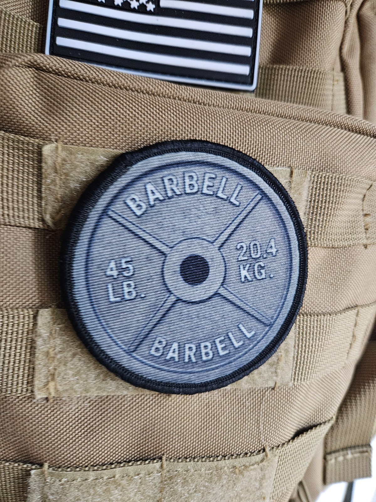 45 lbs barbell plate fitness 3" circle hook & loop tactical Funny patch