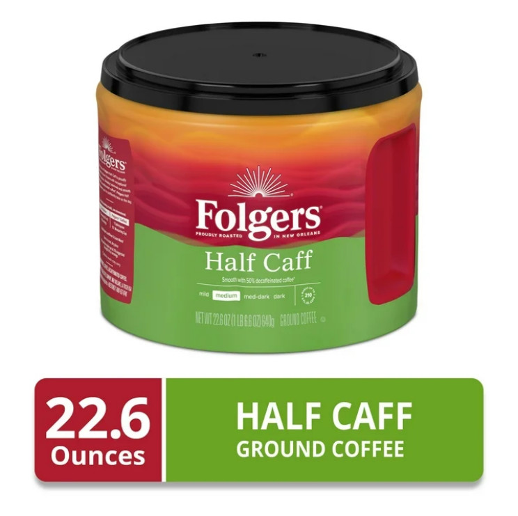 4 Pack Folgers Half Caff Medium Roast Coffee, 22.6 oz Canister