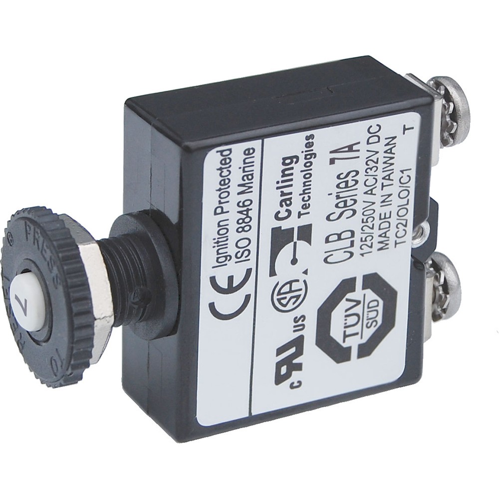 Blue Sea Push Button Reset Only Screw Terminal Circuit Breaker - 7 Amps 2131 ...