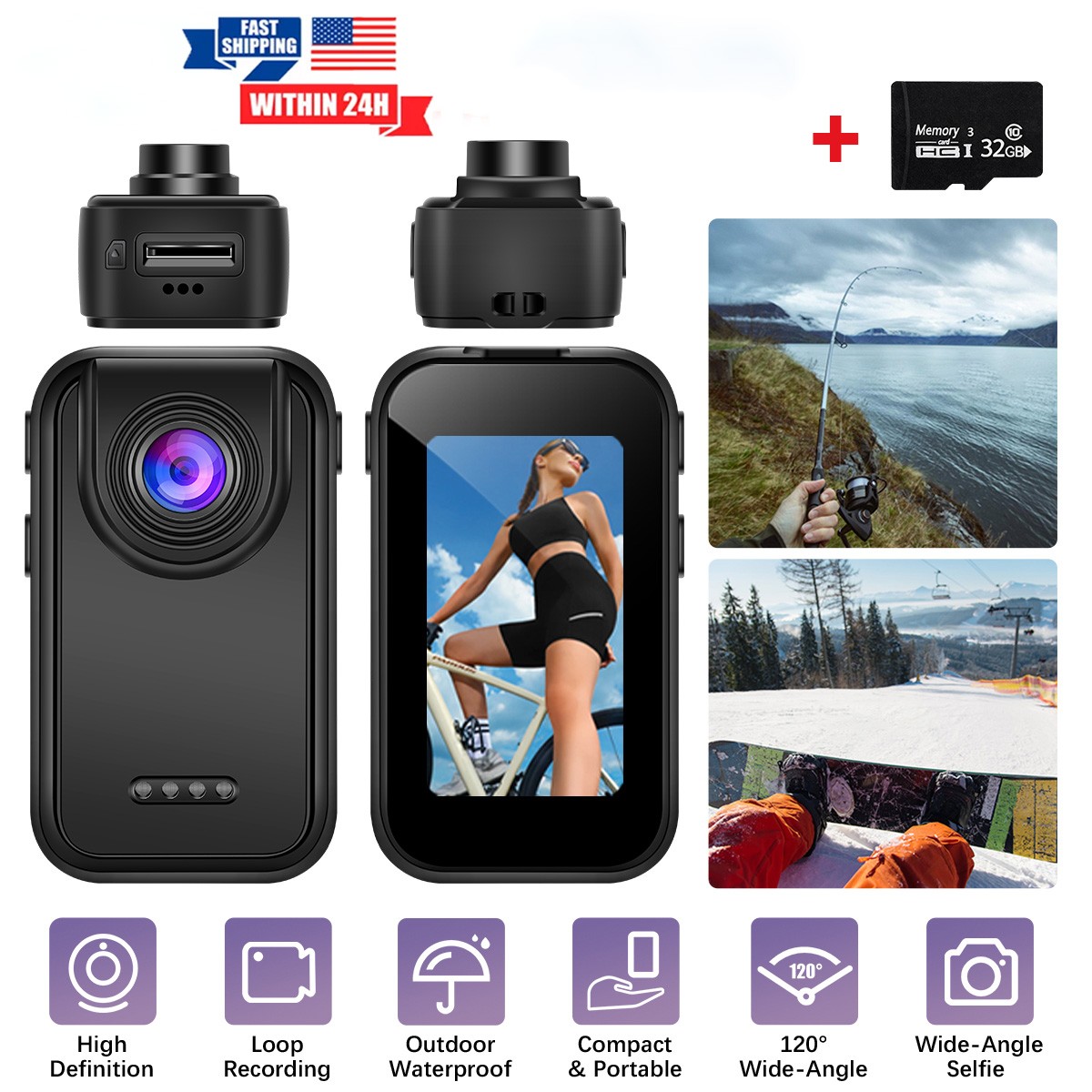 2K Ultra HD Action Camera 400W Pixel Video Recorder+Riding Fixed Bracket 120°