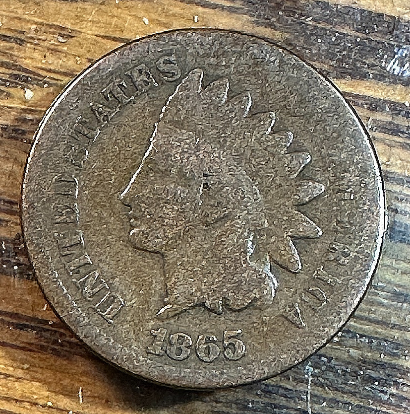 1865 Plain 5 Indian Cent Nice Original Good CHRC