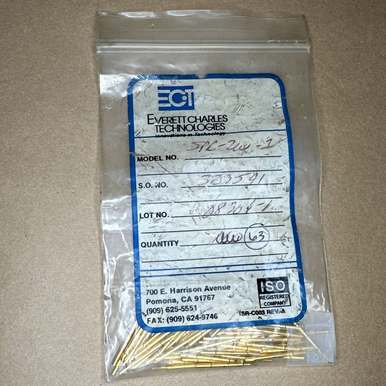 EVERETT CHARLES TECHNOLOGIES SPR-2W-1 SPRING **LOT OF 63** / SPR2W1