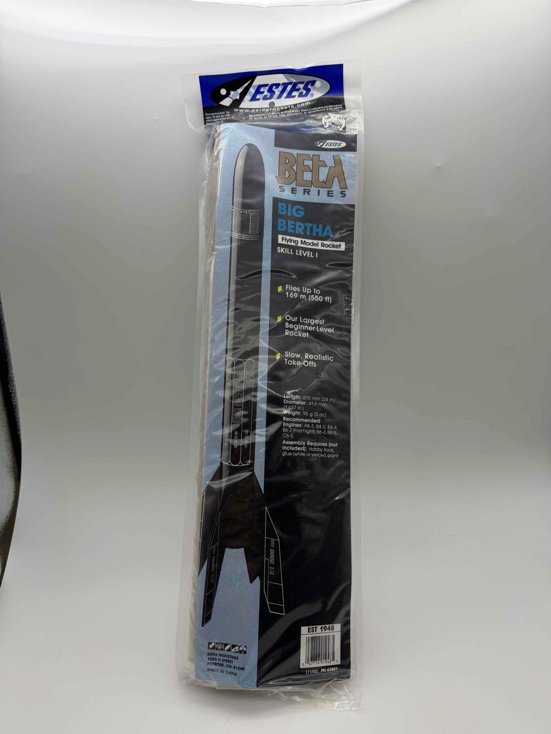 Estes Big Bertha Rocket Kit 1948 Series Beta Skill Level 1 Model Rocket Sealed
