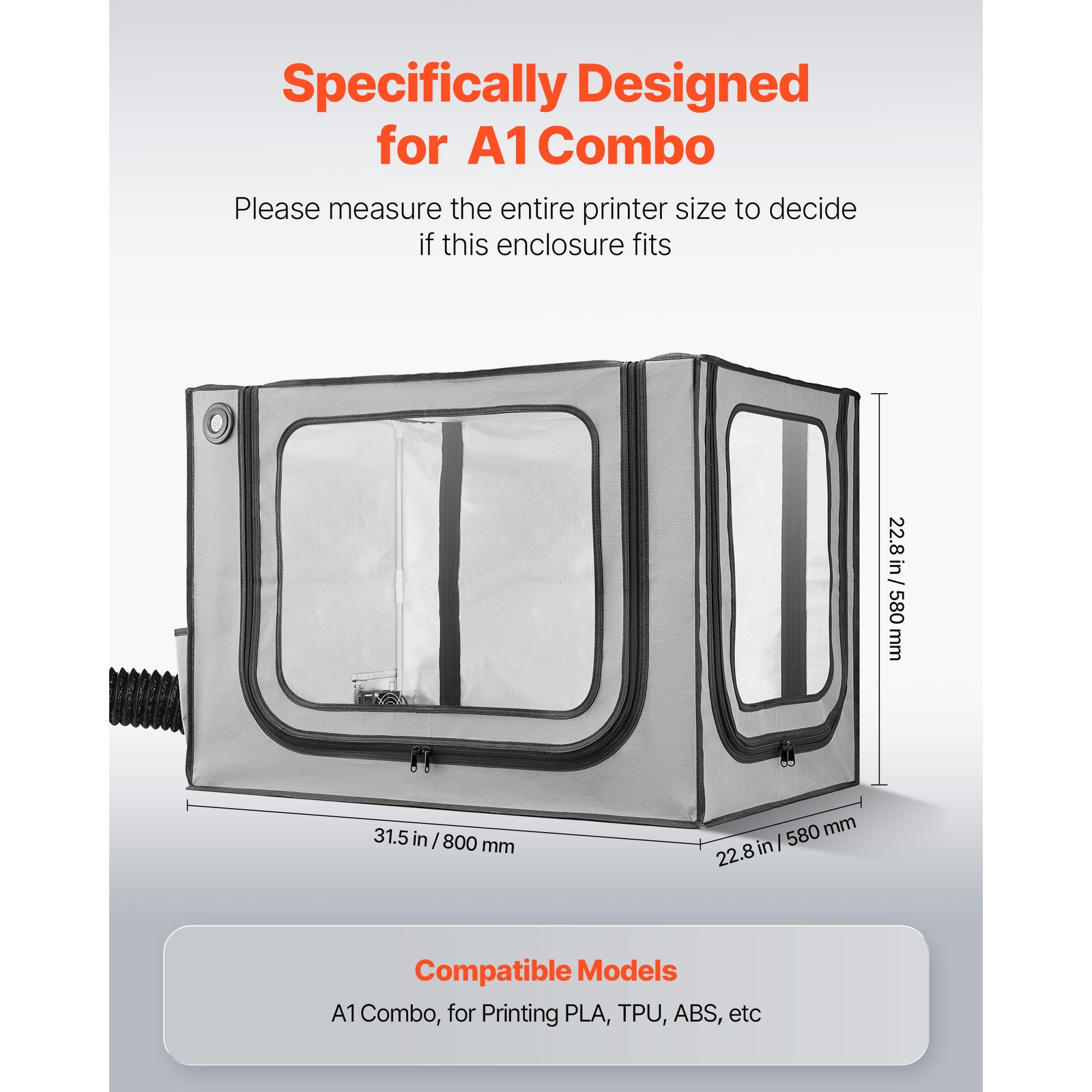 Uimoso 3D Printer Enclosure with Ventilation Compatible with Bambu Lab A1 Combo
