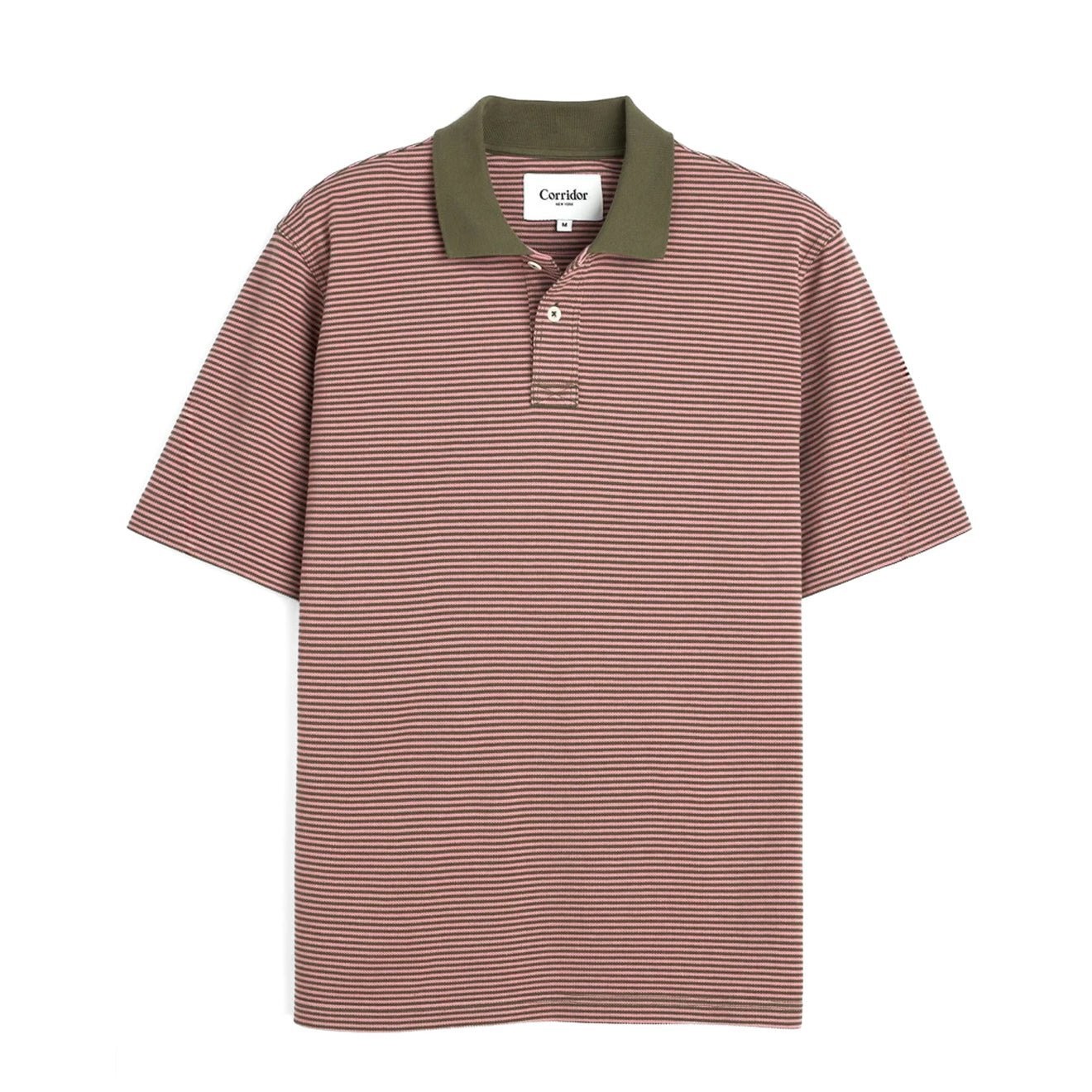 Corridor Stripe Pique Polo S/S Shirt Pink