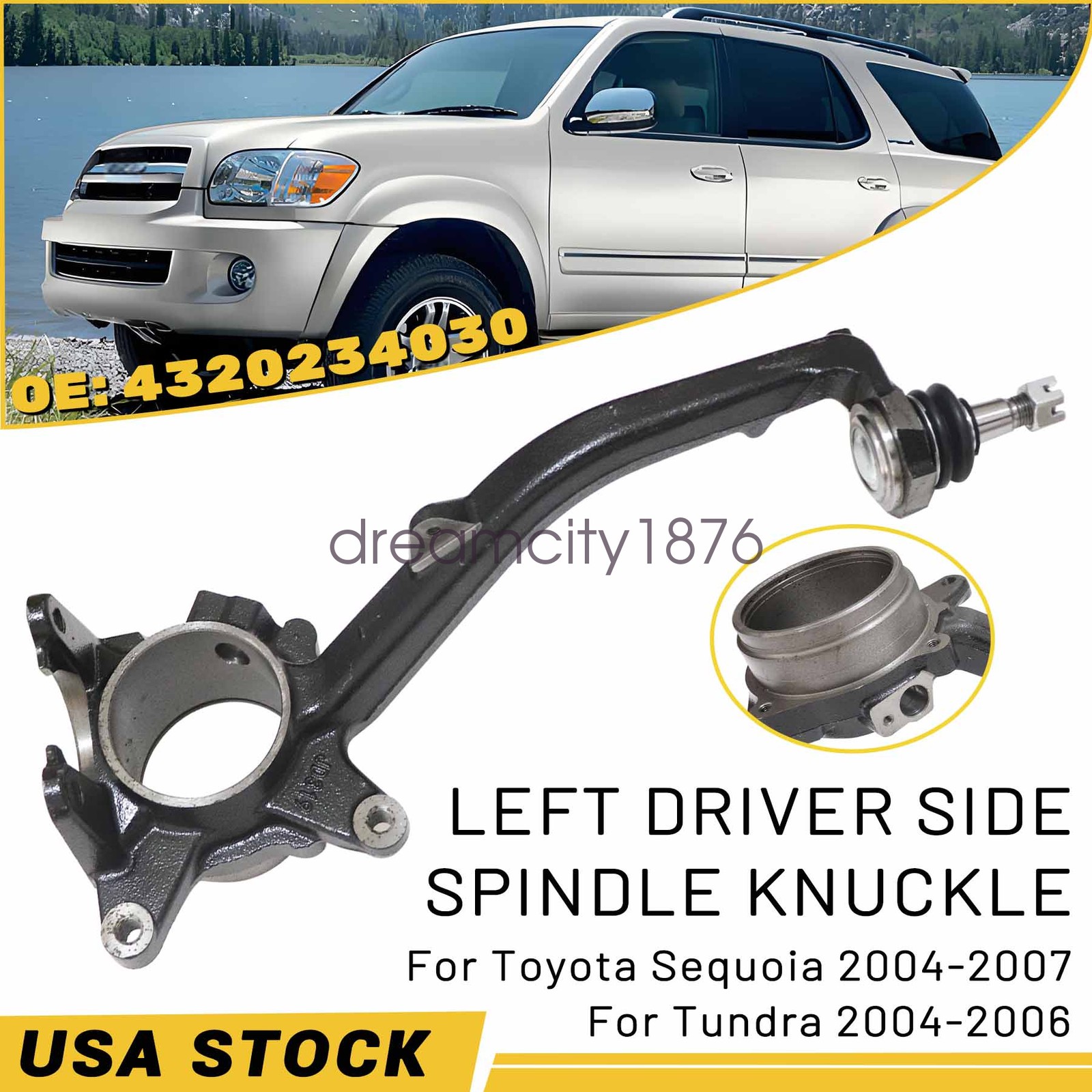 Fit Toyota Sequoia Tundra 4WD RWD 2004-2007 Front Driver Left Steering Knuckle