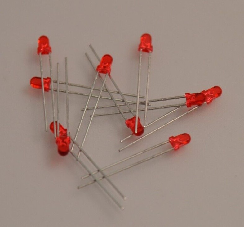 RED 3mm LED TOMBSTONE SHAPE HIGH BRIGHTNESS