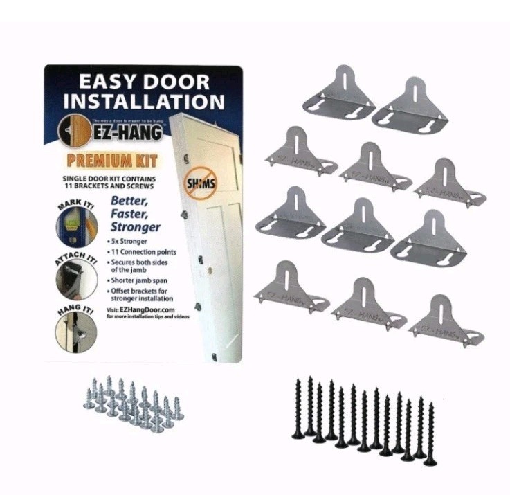 11 Pc EZ-HANG Door Installation Kit Quick Easy Hanging Bracket System USA Made