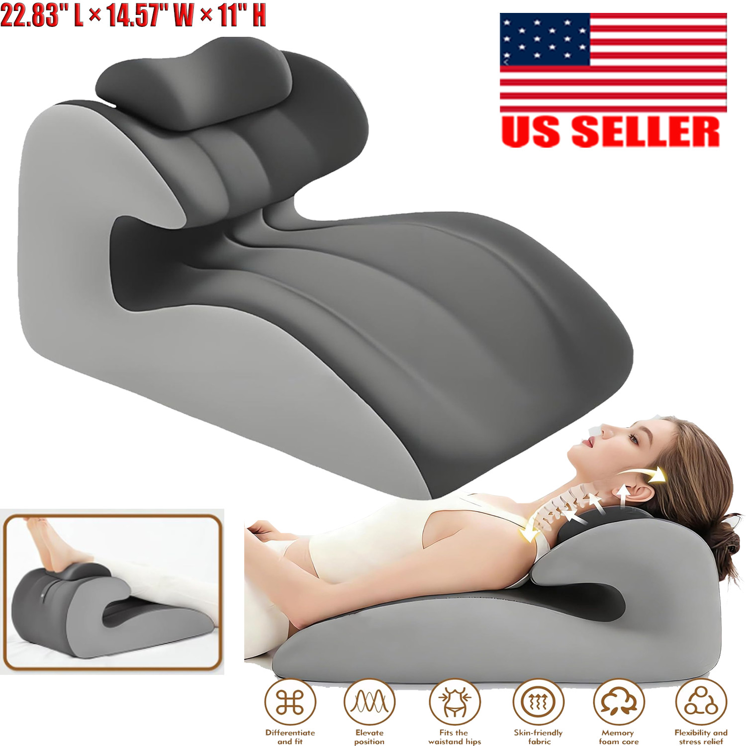 Sweet Spot Couple Pillow Couple Pillow Hip Pad Wedge Pillow Memory Foam 27°Angle