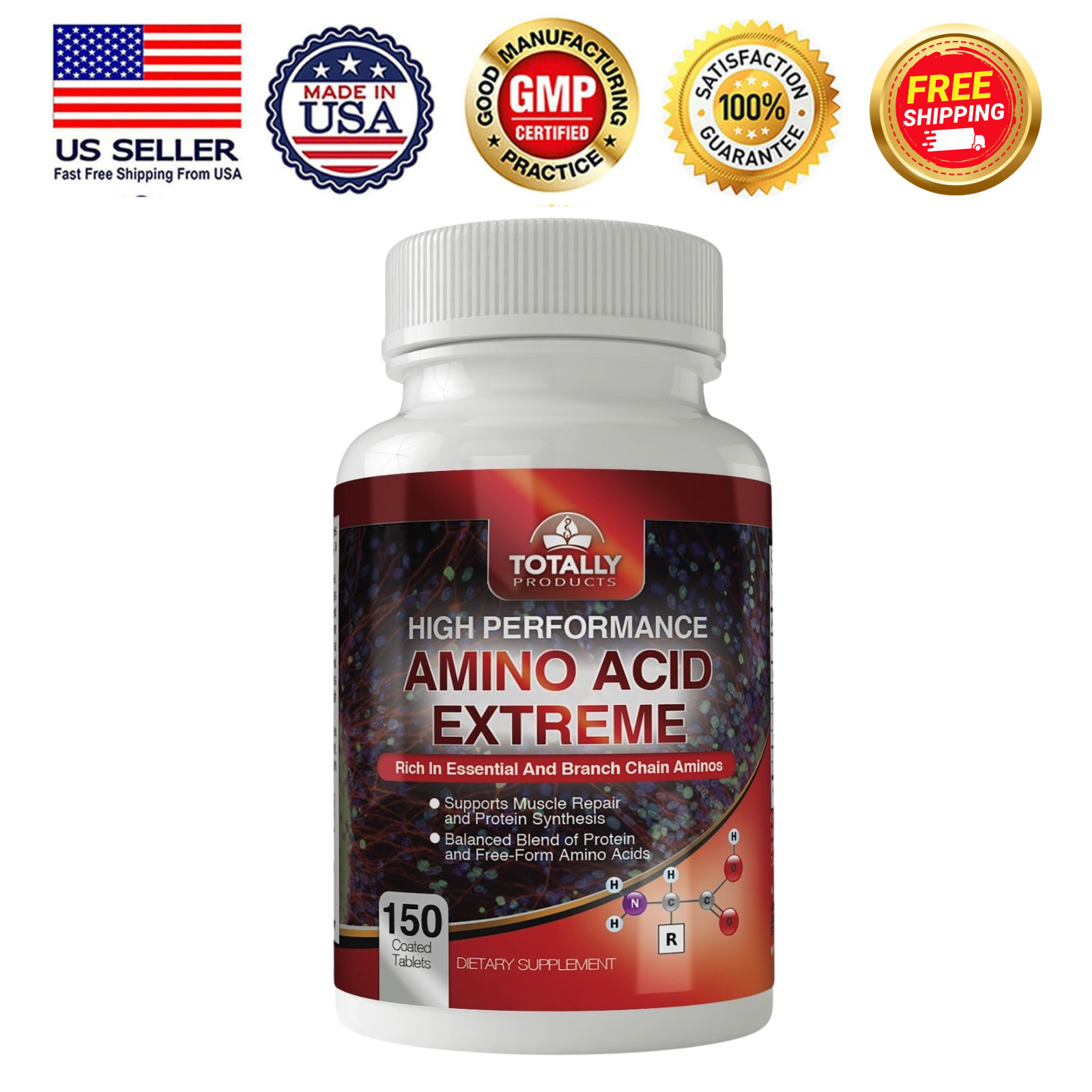 Branch Chain Amino Acids BCAA Lean Muscle Support Dietary Supplement 150 Tablets