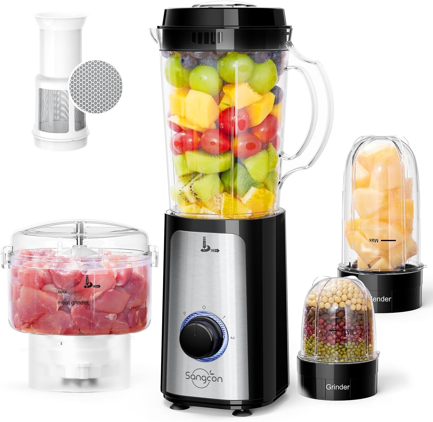 Multi Use Kitchen Blender Food Processor Combo for Smoothies and Chopping