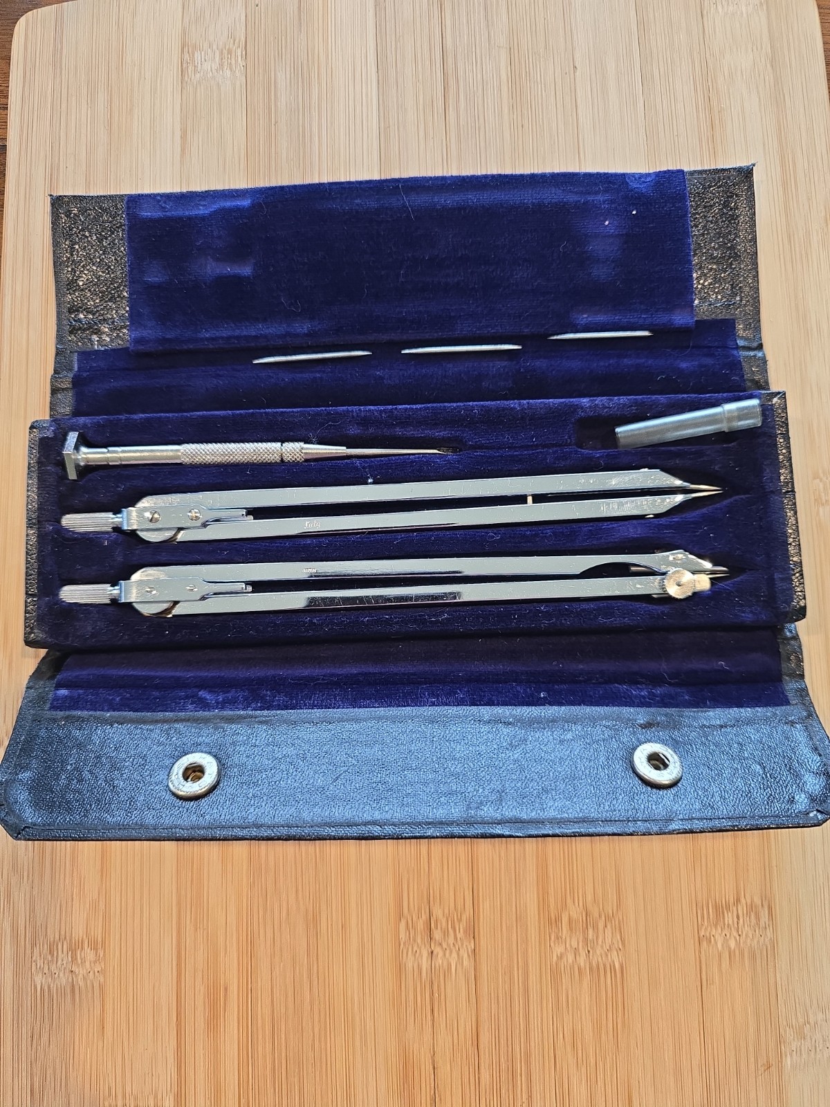 VTG LUTZ JAPAN Navigators Plotting Instrument Set With Case Excellent