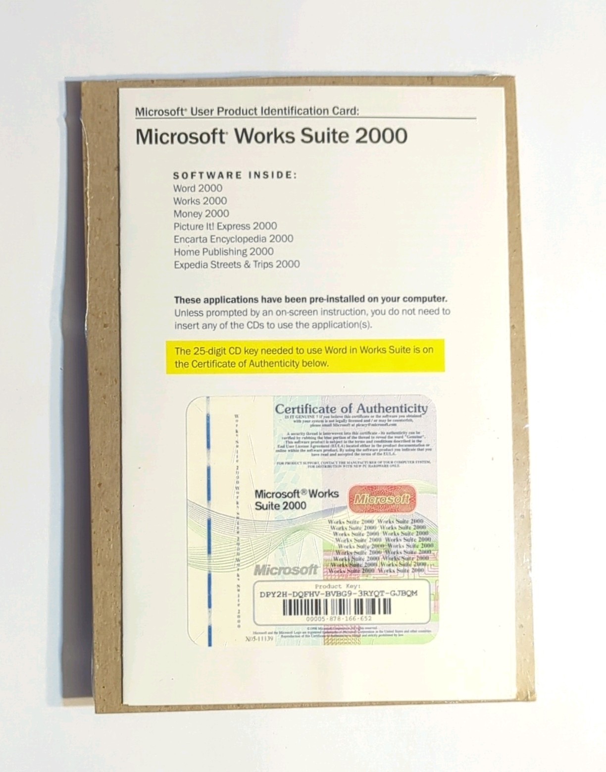 Microsoft Works Suite 2000 Office Software Suite for Windows CD Collectible
