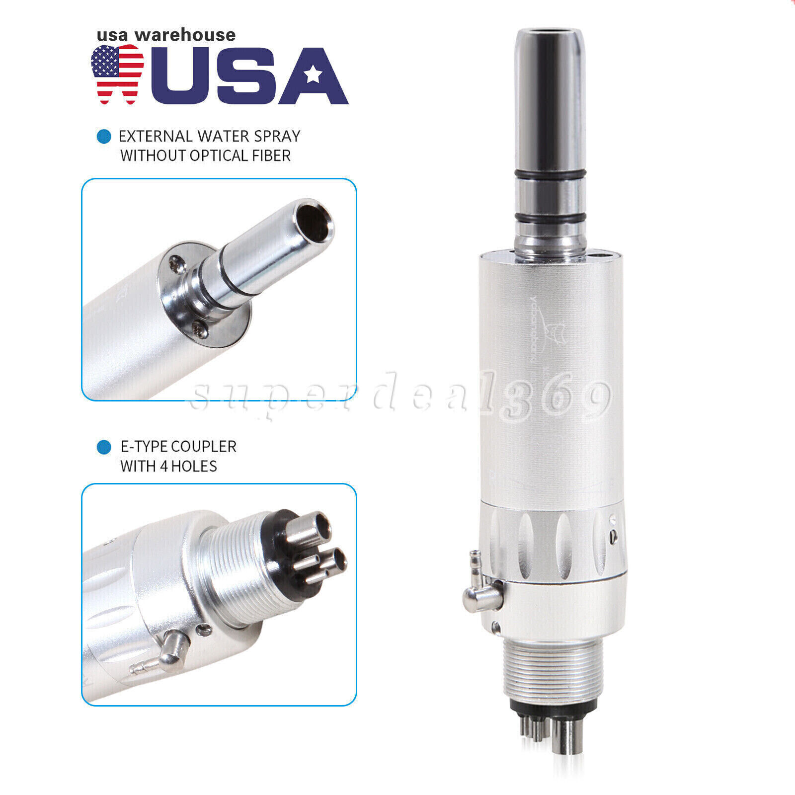 Dental Low Speed Handpiece Straight Nosecone Air Motor 4 holes Inner/External EP