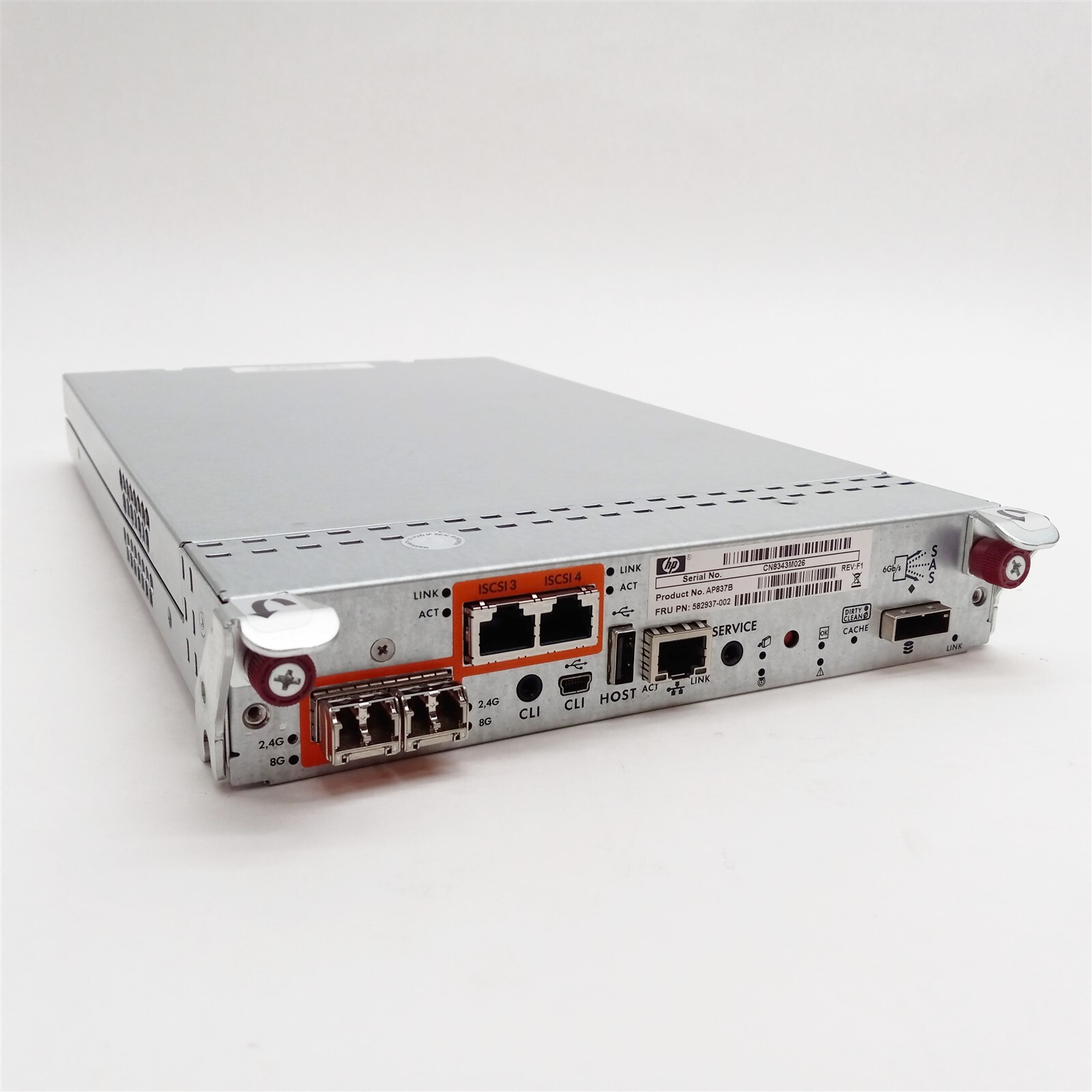 HP AP837B 582937-002 G3 RAID FC/iSCSI SAS Storage Array Controller for P2000