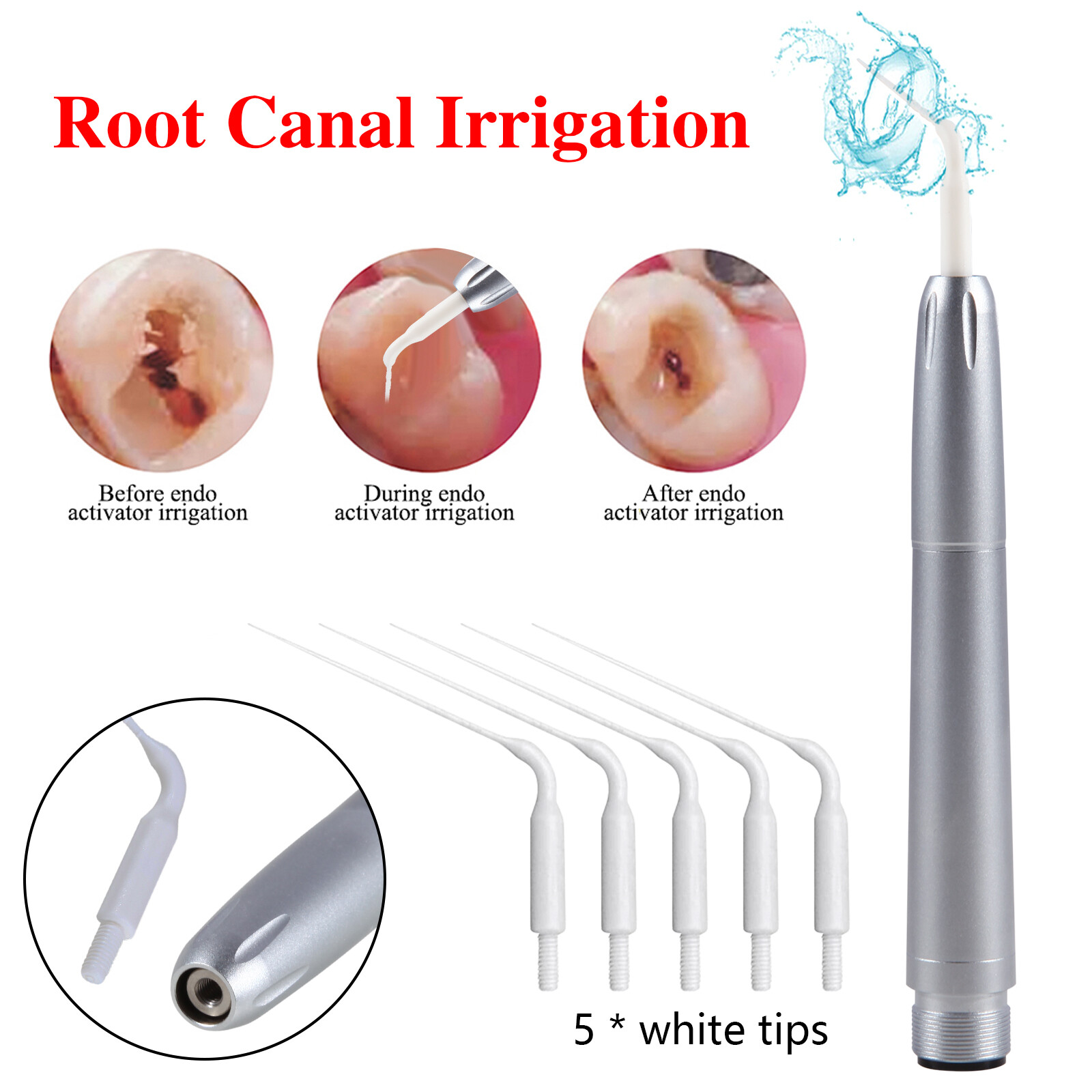 Dental Air Scaler Handpiece 5 Endo Irrigation Tips Compatible with KAV 2Hole DL