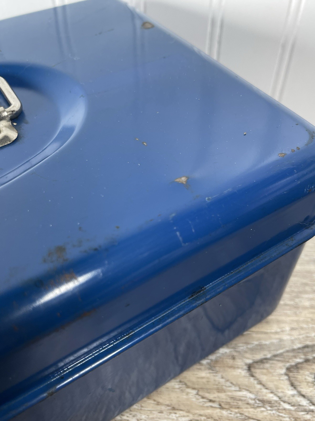 Vintage Union Metal Model 1111 Cash tackle box Blue Fold Out USA NO KEY