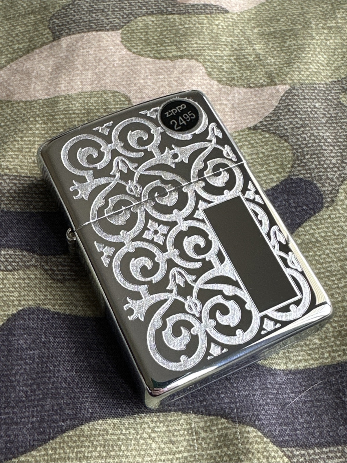 2002 Vintage Zippo Lighter - Scroll Design - Laser Engraved