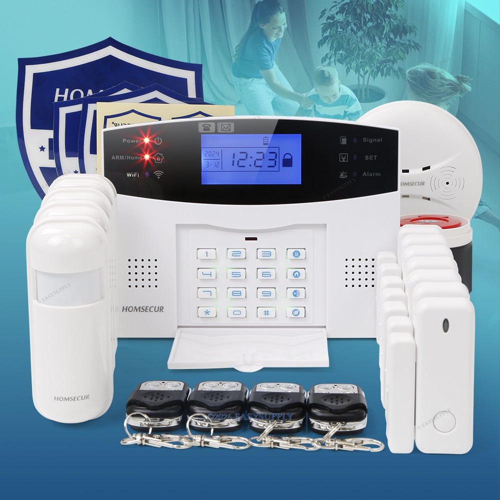 HOMSECUR Wireless &wired WIFI 4G GSM Home Security Alarm System SOS Intercom
