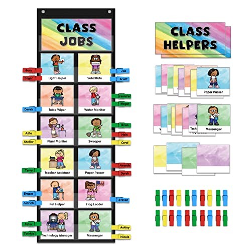Class Jobs Pocket Chart Class Management Educational Pocket 29.5"*10" Black